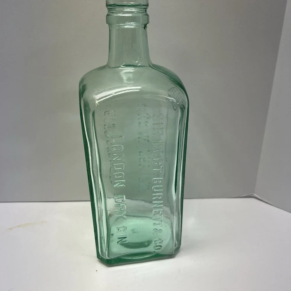Sir Robert Burnett‎ & Co London Dry Gin Liquor Bottle Green Tint Glass Square 9